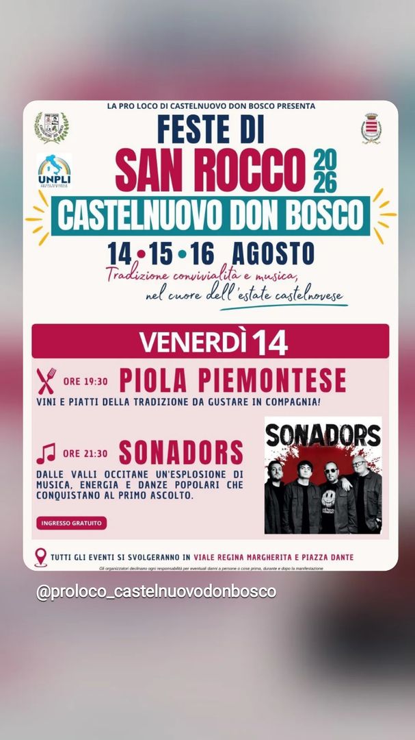 Locandina Feste di San Rocco 2026