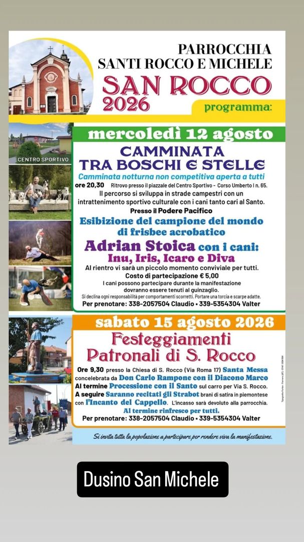 Locandina Festeggiamenti Patronali di S. Rocco - Parrocchia Santi Rocco e Michele
