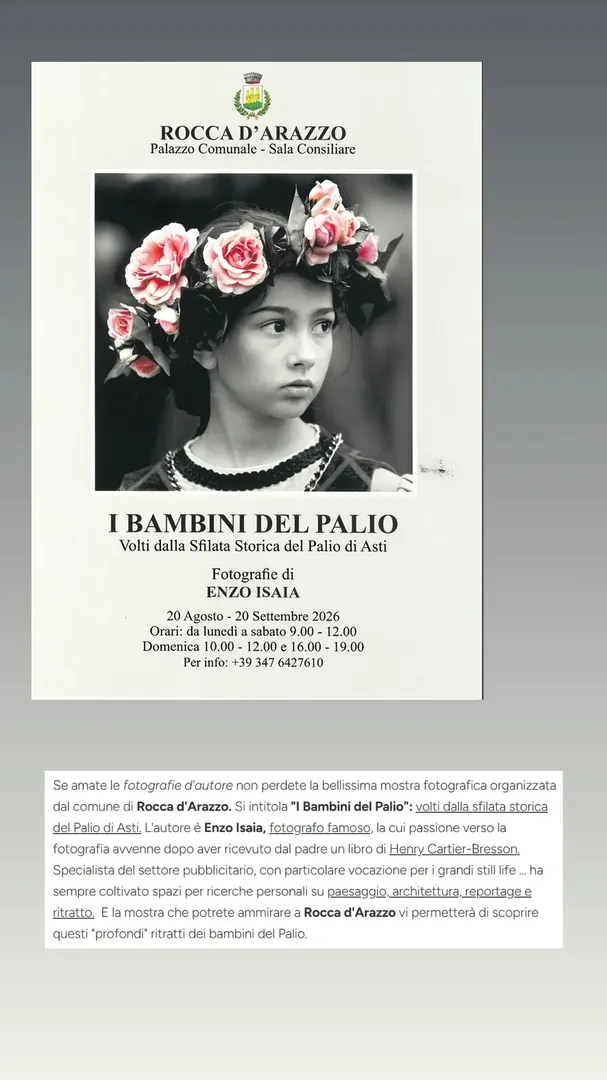 Locandina I Bambini del Palio - Mostra fotografica di Enzo Isaia