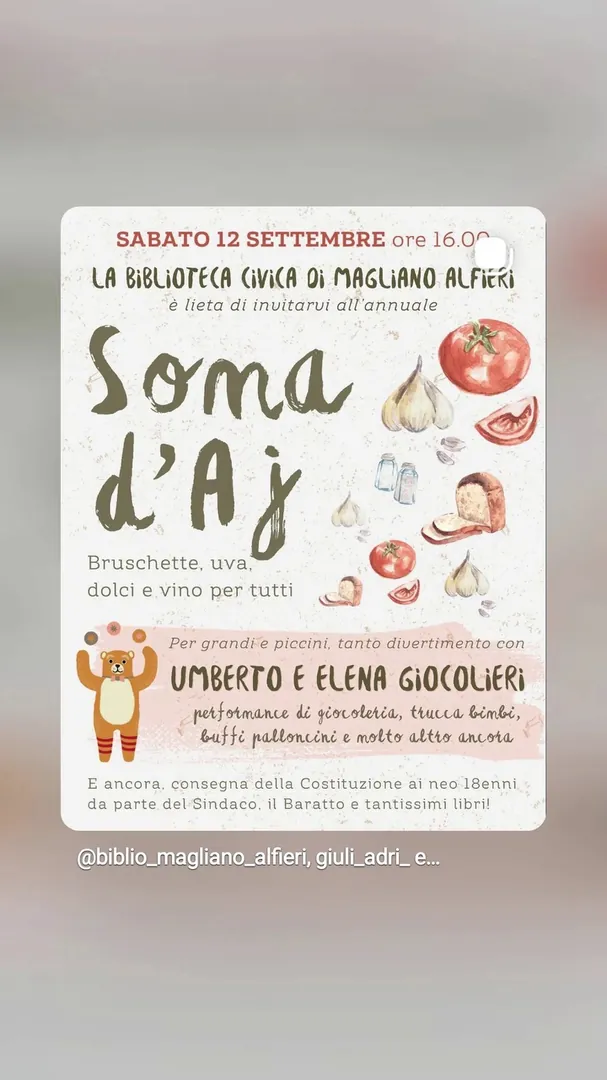 Locandina Soma d'Aj - Biblioteca Civica di Magliano Alfieri