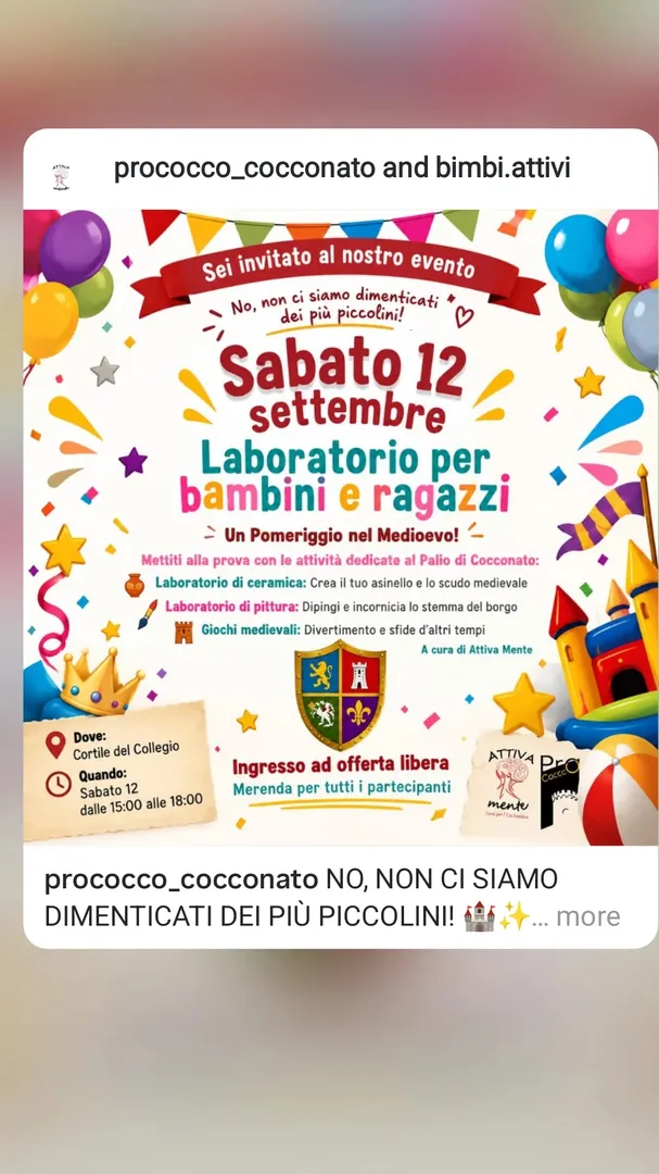 Locandina Laboratorio per bambini e ragazzi - Un Pomeriggio nel Medioevo! - Attiva Mente