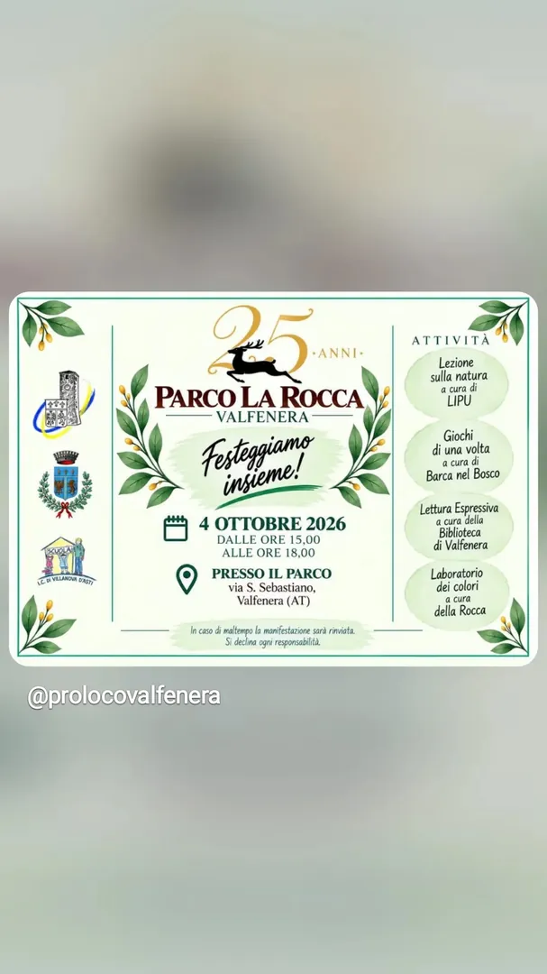 Locandina 25 Anni Parco La Rocca - Festeggiamo Insieme!