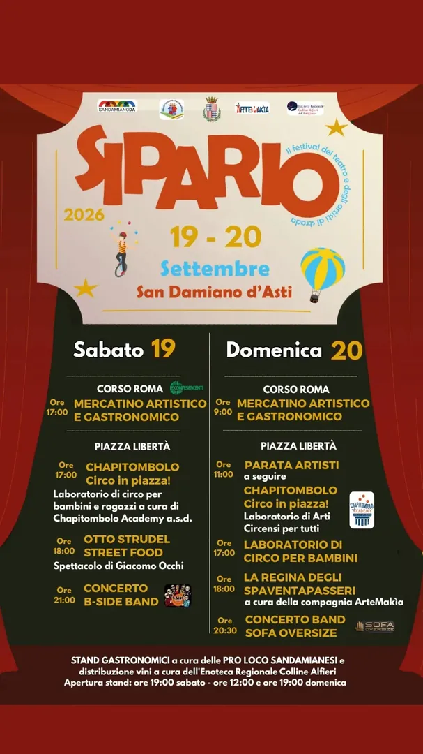 Locandina Sipario 2026 - Festival del Teatro e degli Artisti di Strada