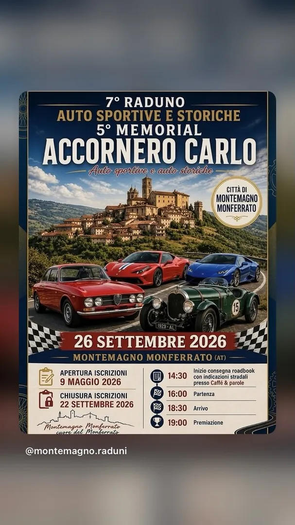 Locandina 7° Raduno Auto Sportive e Storiche - 5° Memorial Accornero Carlo