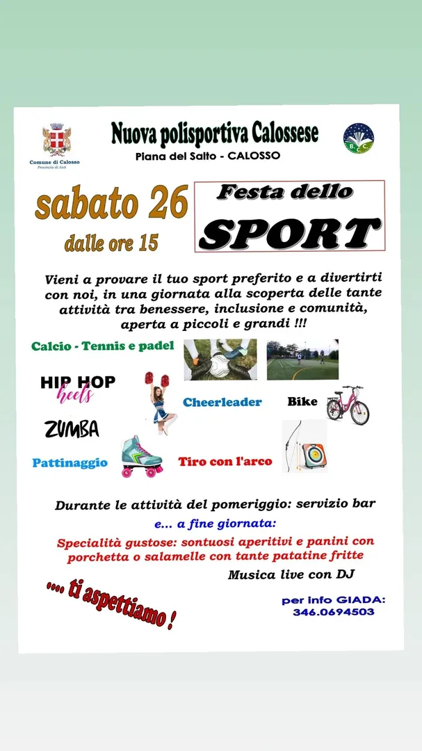 Locandina Festa dello Sport - Nuova Polisportiva Calossese