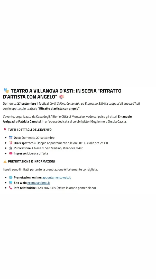 Locandina Ritratto d'artista con angelo - Casa degli Alfieri