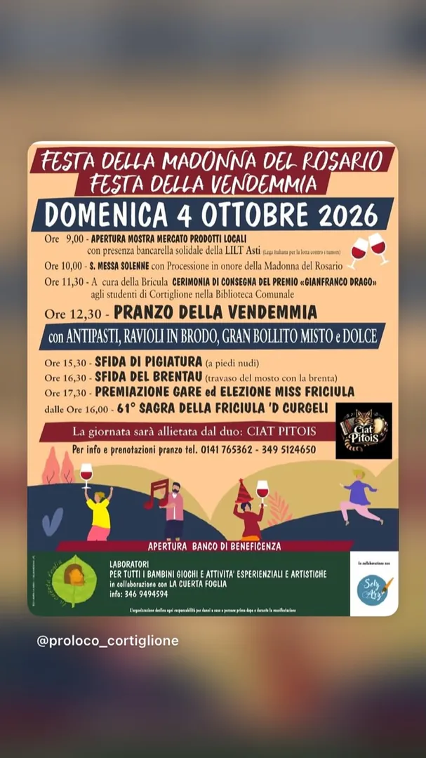 Locandina Festa della Madonna del Rosario e Festa della Vendemmia