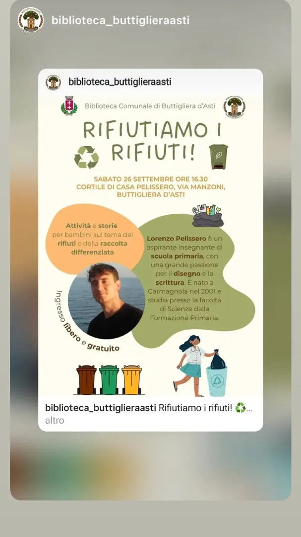 Locandina Rifiutiamo i Rifiuti! - Biblioteca Comunale di Buttigliera d'Asti