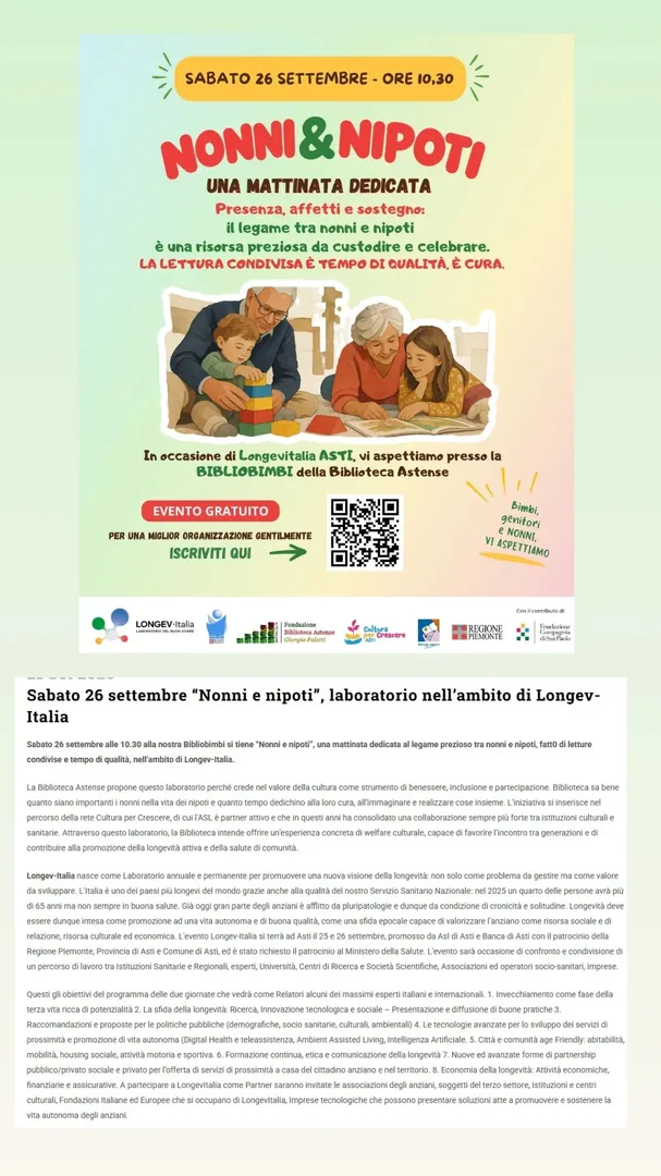 Locandina Nonni & Nipoti - Una Mattinata Dedicata - Biblioteca Astense