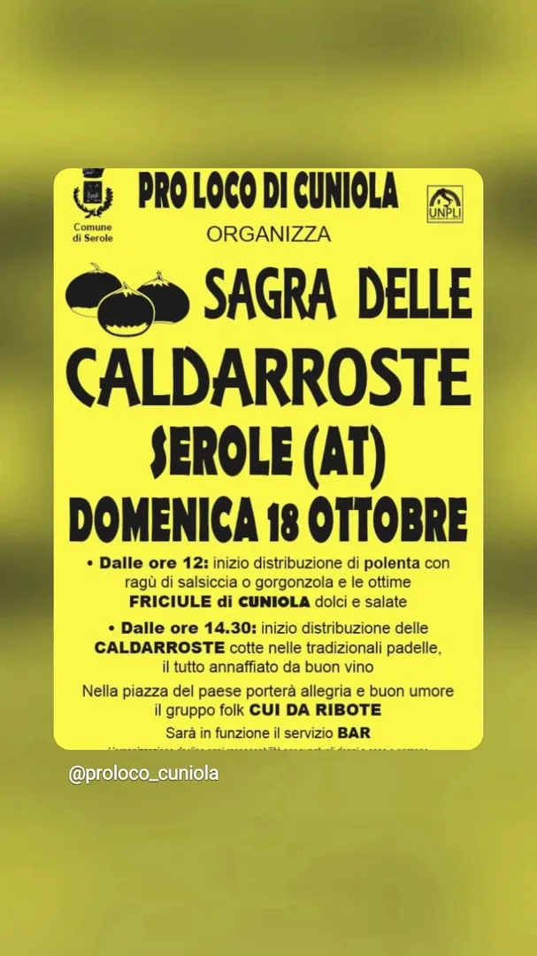 Locandina Sagra delle Caldarroste - Pro Loco di Cuniola