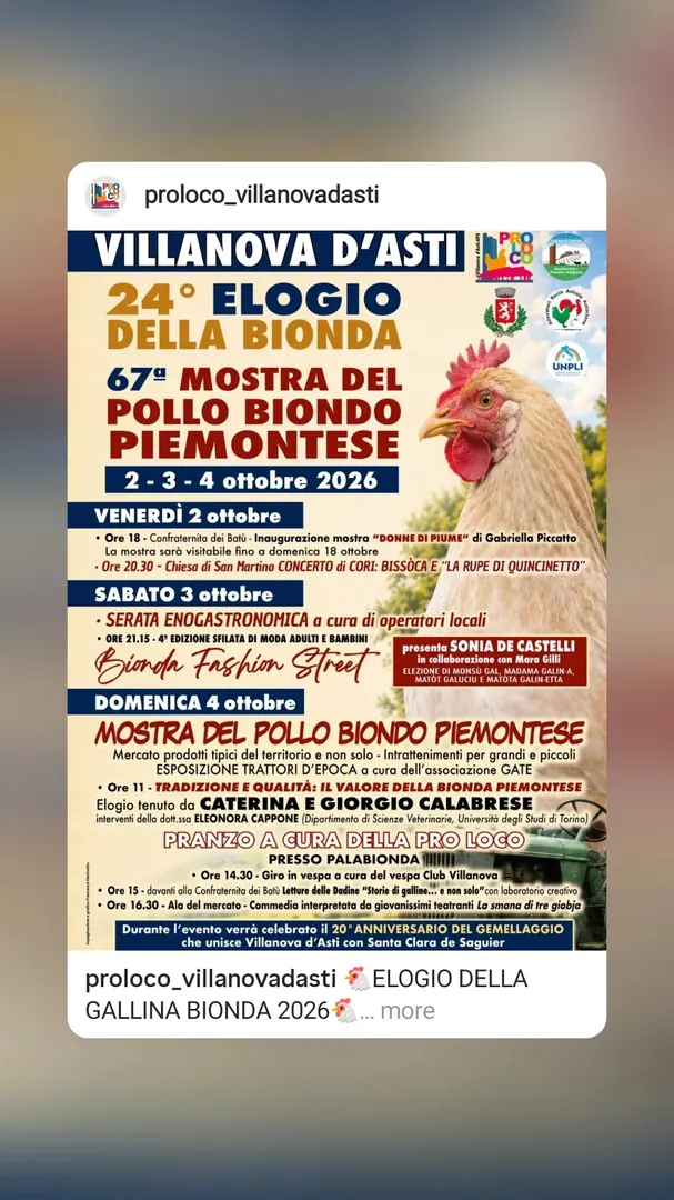 Locandina 24° Elogio della Bionda - 67ª Mostra del Pollo Biondo Piemontese