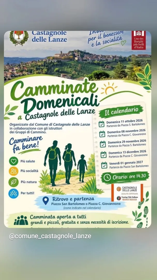 Locandina Camminate Domenicali a Castagnole delle Lanze - Comune di Castagnole delle Lanze