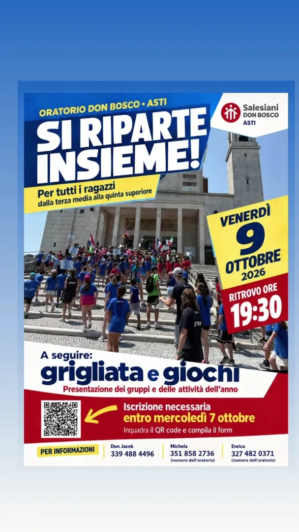 Locandina Si Riparte Insieme! - Oratorio Don Bosco Asti