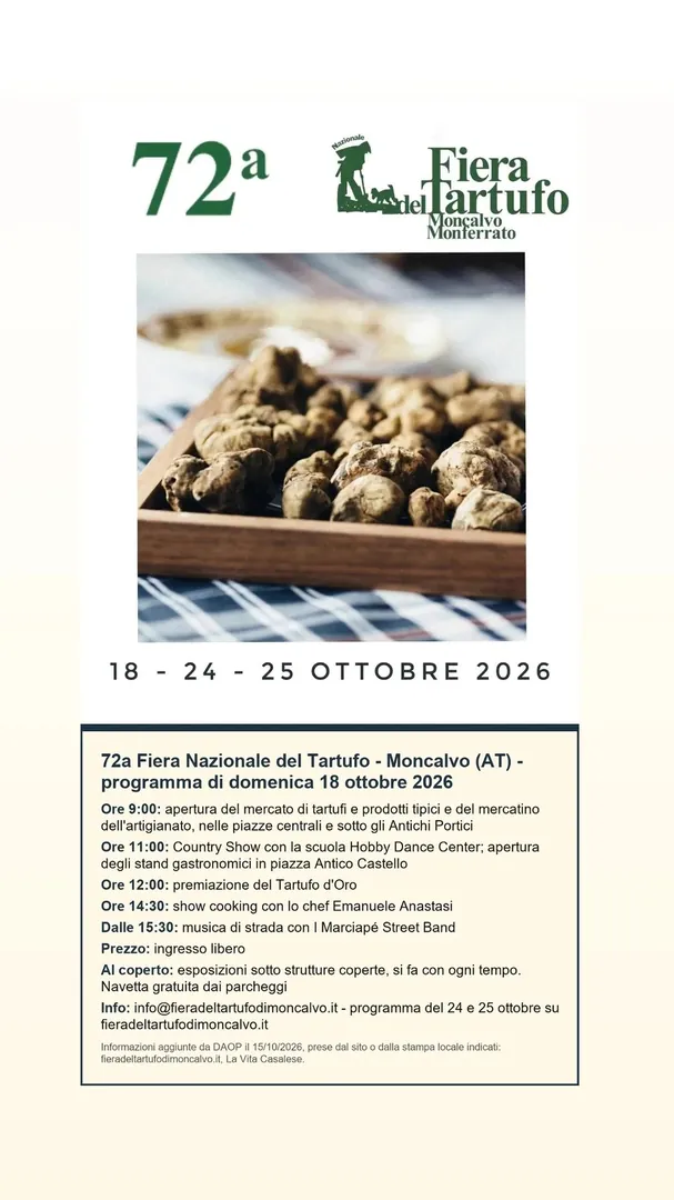 Locandina 72a Fiera Nazionale del Tartufo Moncalvo Monferrato