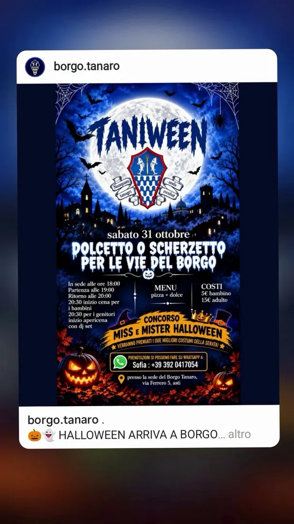 Locandina Taniween - Dolcetto o Scherzetto per le Vie del Borgo