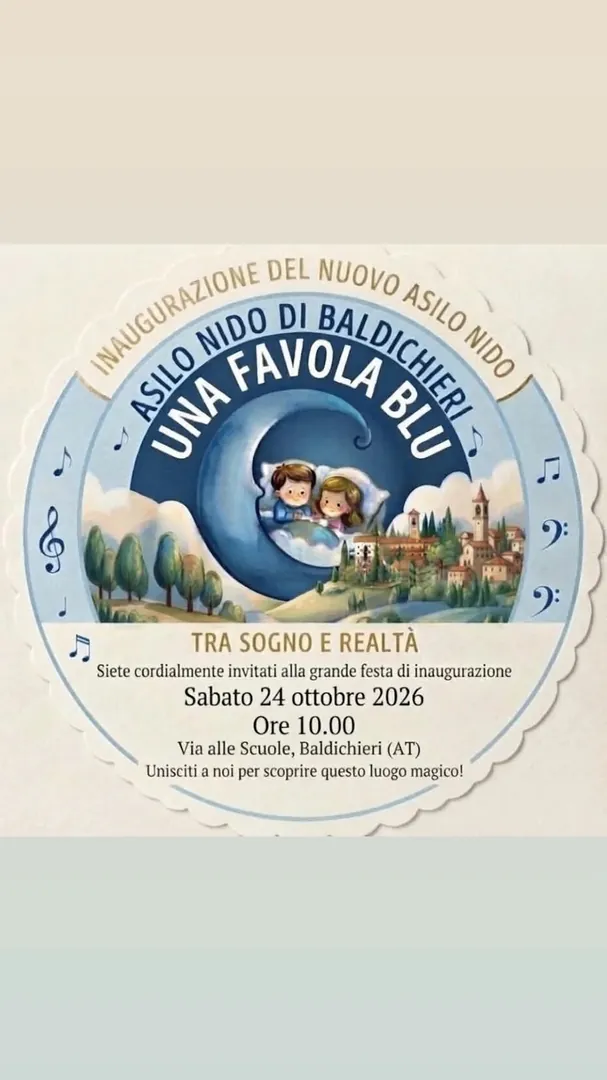 Locandina Inaugurazione Asilo Nido Una Favola Blu - Tra Sogno e Realtà