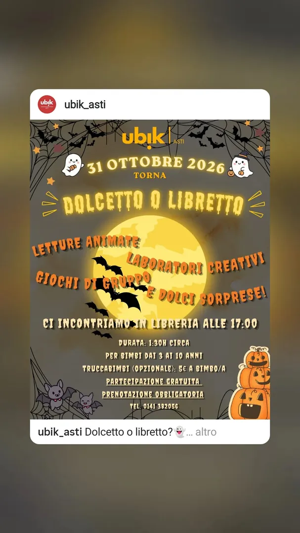 Locandina Dolcetto o Libretto - Ubik Asti