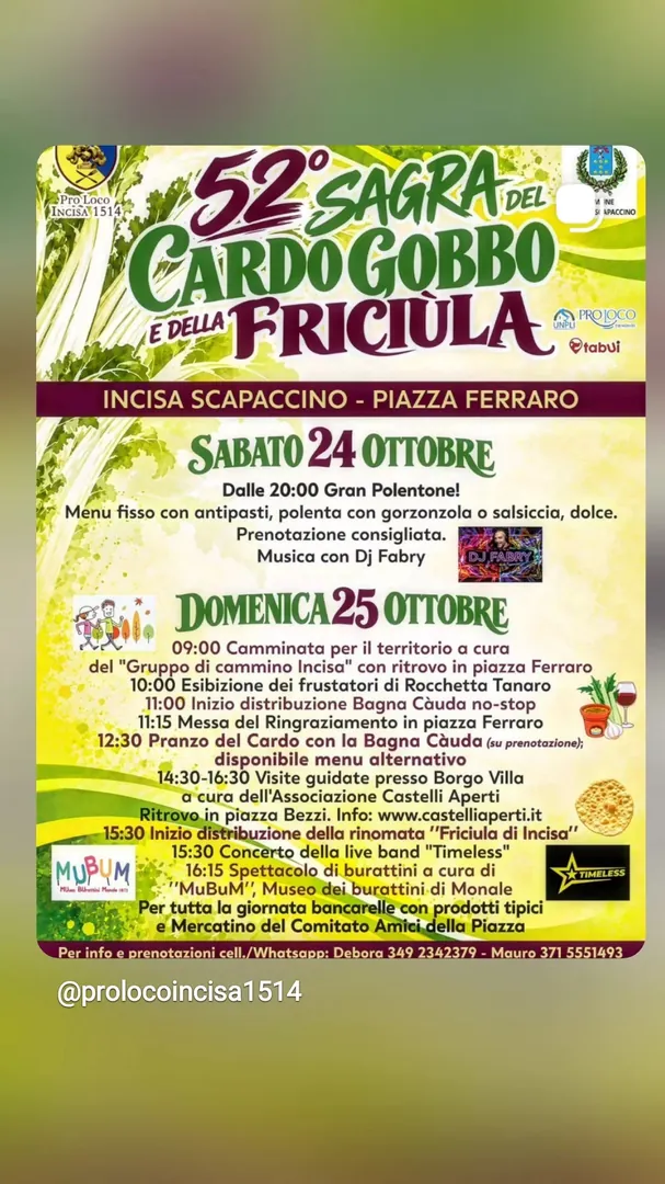 Locandina 52° Sagra del Cardo Gobbo e della Friciùla