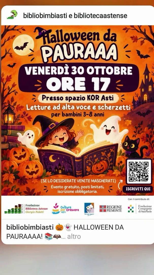 Locandina Halloween da Pauraaa - Biblioteca Astense Giorgio Faletti