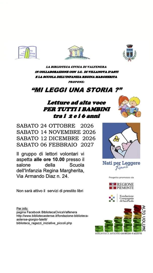Locandina Mi Leggi Una Storia? - Biblioteca Civica di Valfenera