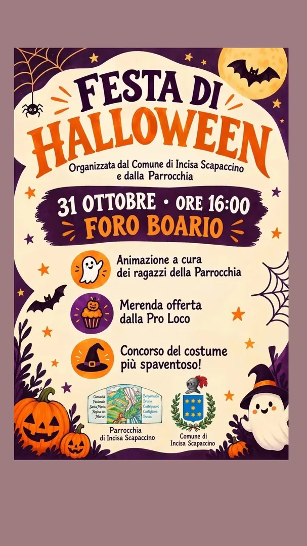 Locandina Festa di Halloween - Comune di Incisa Scapaccino e Parrocchia di Incisa Scapaccino