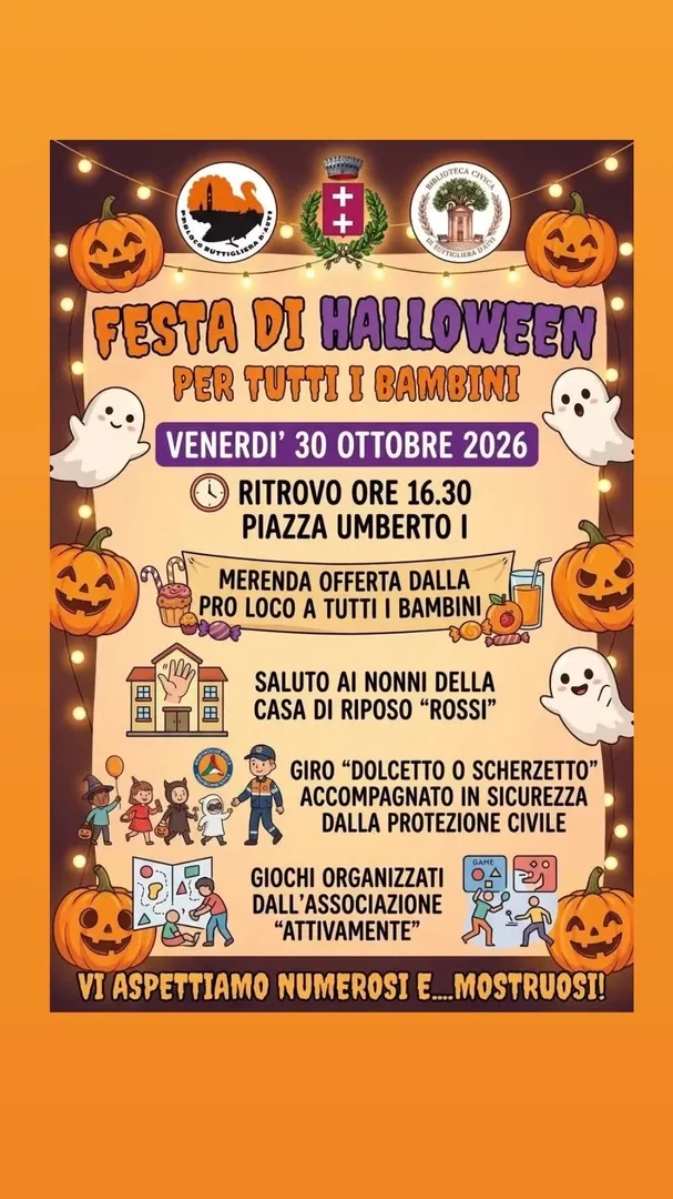 Locandina Festa di Halloween per tutti i bambini - Pro Loco Buttigliera d'Asti