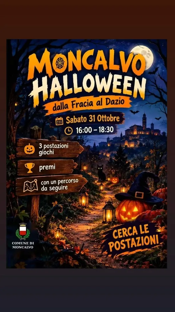 Locandina Moncalvo Halloween - dalla Fracia al Dazio - Comune di Moncalvo