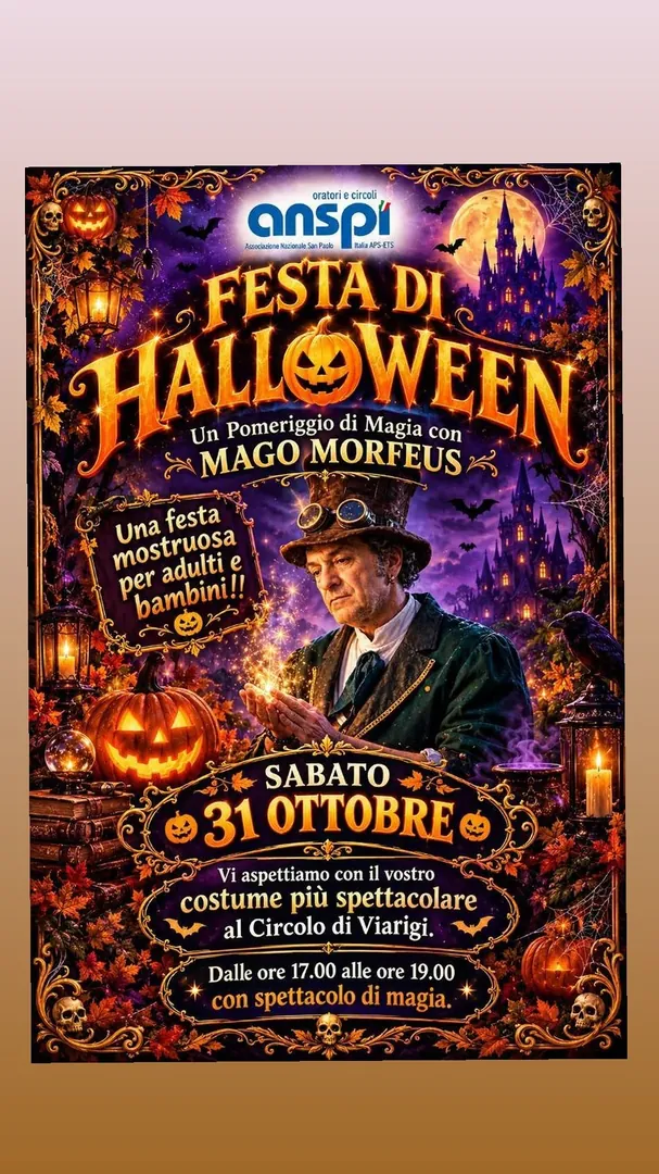 Locandina Festa di Halloween con Mago Morfeus - ANSPI