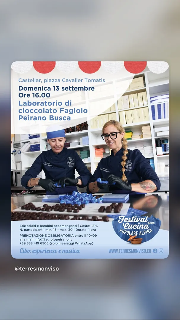 Locandina Laboratorio di cioccolato Fagiolo Peirano Busca
