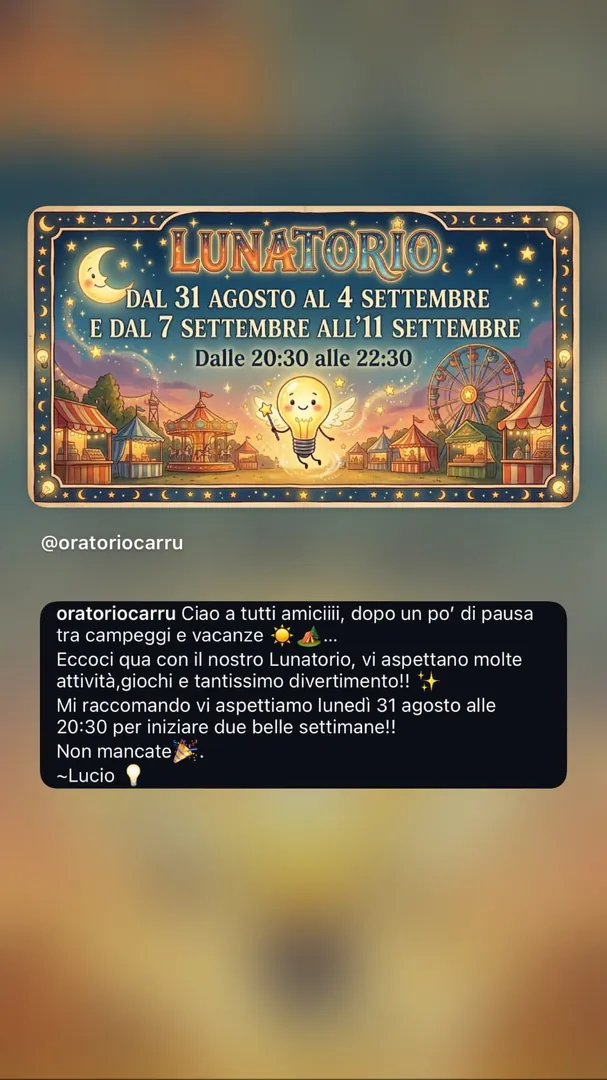 Locandina Lunatorio - Oratorio Carrù