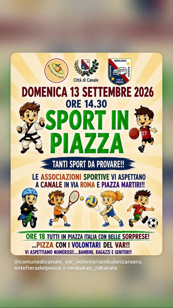 Locandina Sport in Piazza - Città di Canale