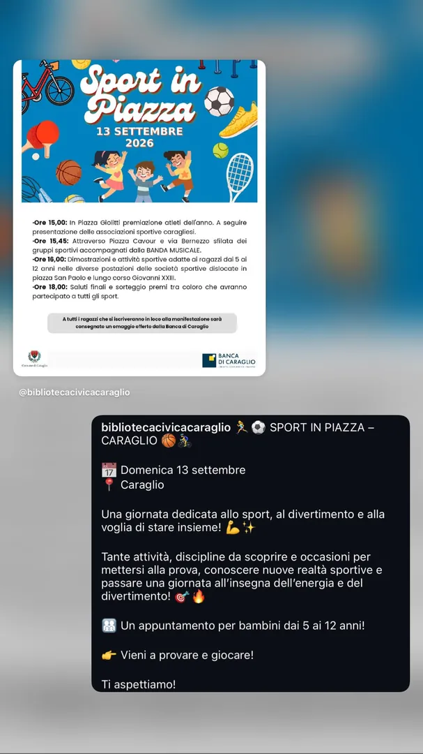 Locandina Sport in Piazza - Comune di Caraglio