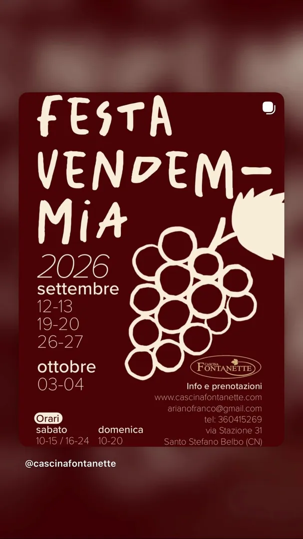 Locandina Festa Vendemmia 2026 - Cascina Fontanette
