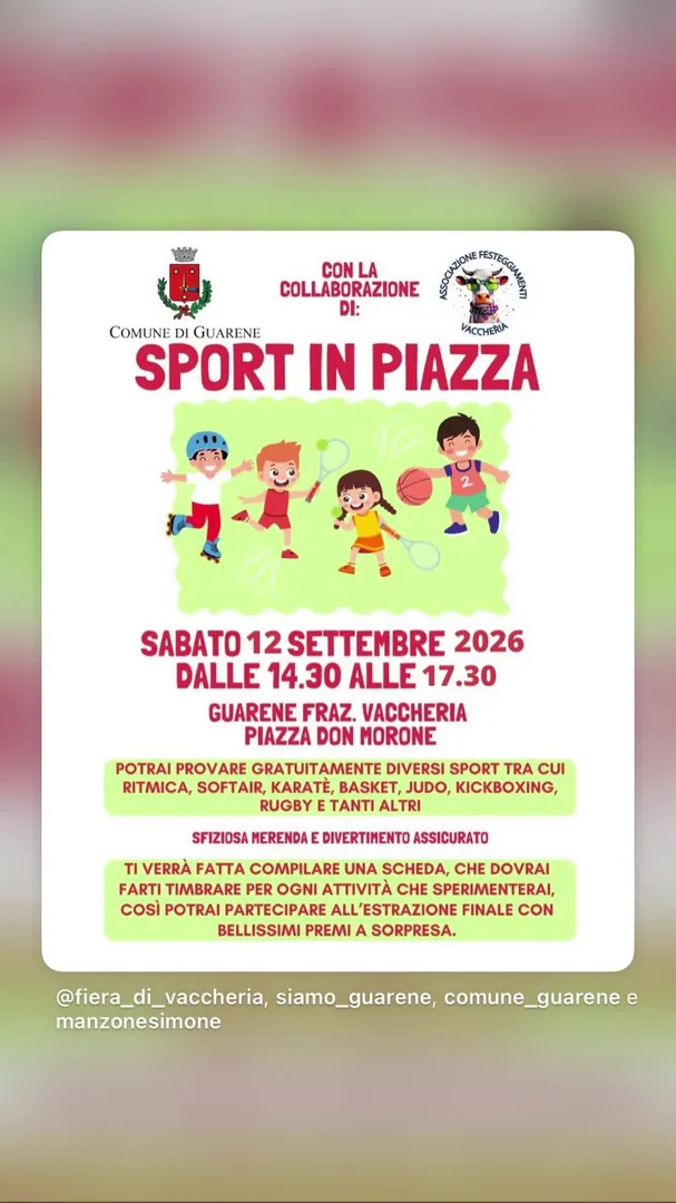 Locandina Sport in Piazza - Comune di Guarene