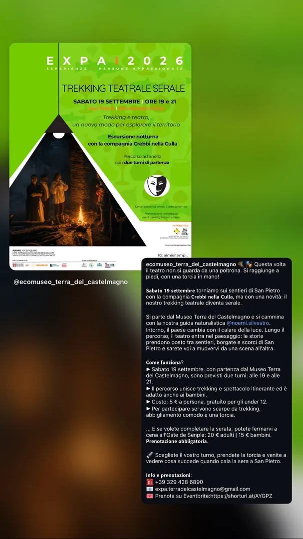 Locandina Trekking Teatrale Serale - Ecomuseo Terra del Castelmagno