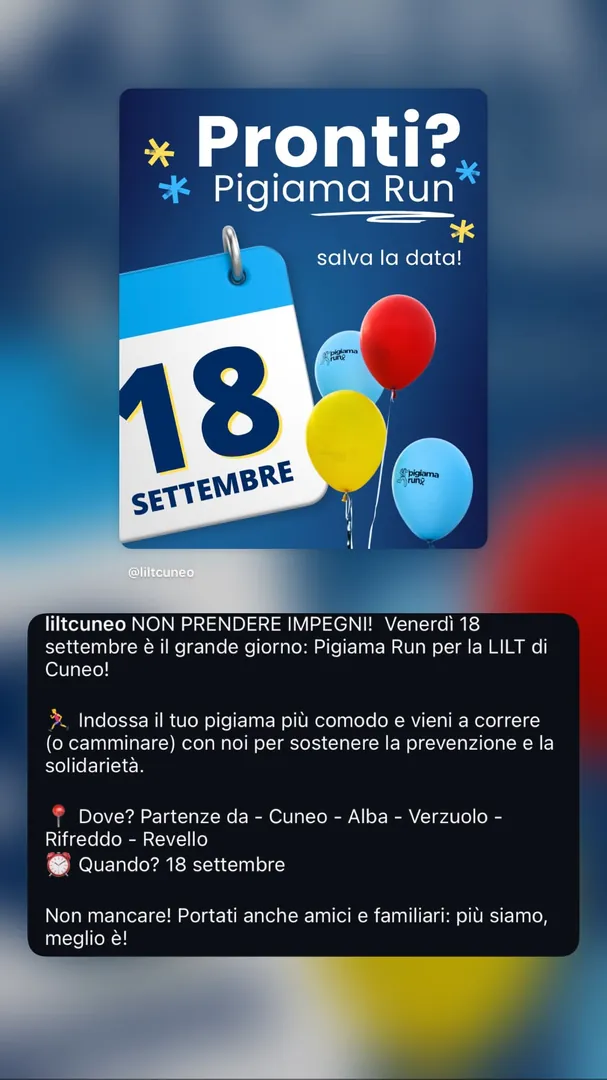 Locandina Pigiama Run - LILT Cuneo
