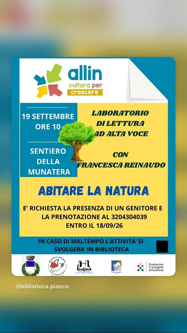 Locandina Laboratorio di Lettura ad Alta Voce - Abitare la Natura