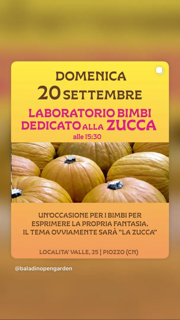 Locandina Laboratorio Bimbi dedicato alla Zucca