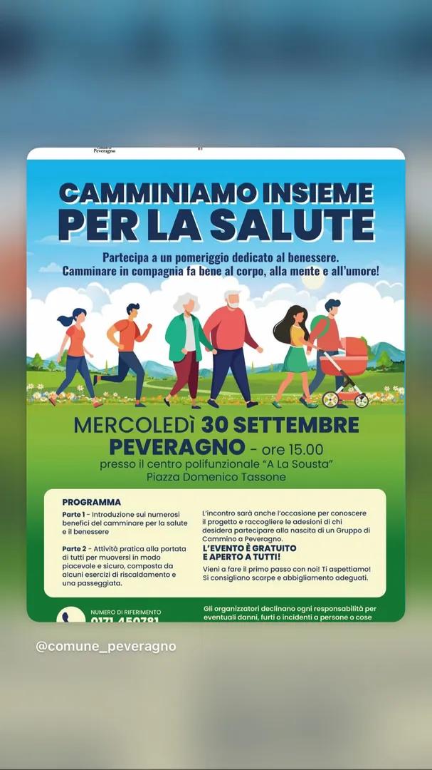 Locandina Camminiamo Insieme per la Salute - Comune di Peveragno