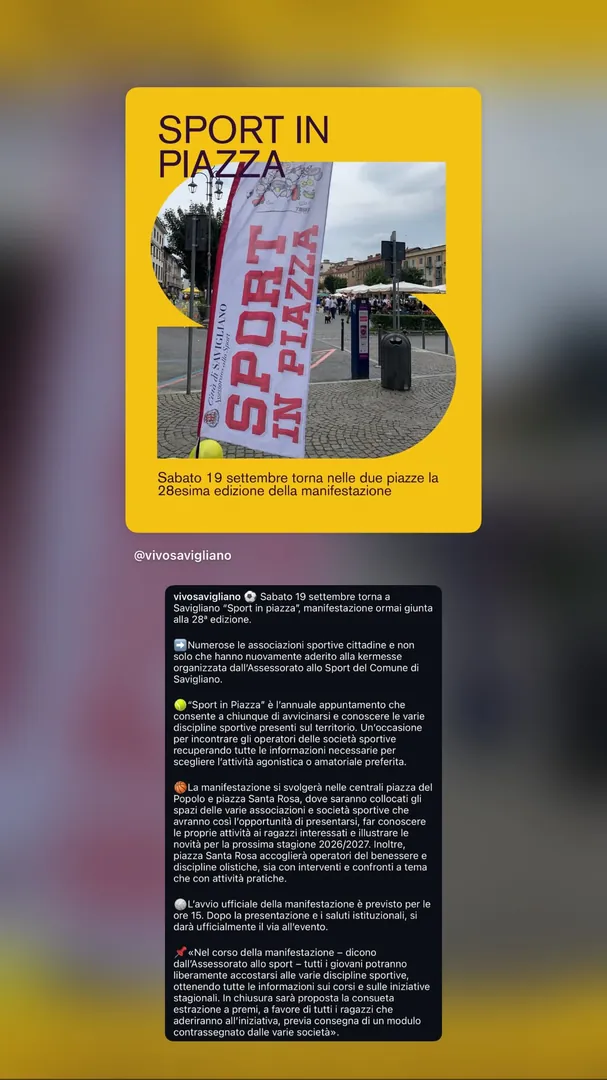 Locandina Sport in Piazza - Comune di Savigliano