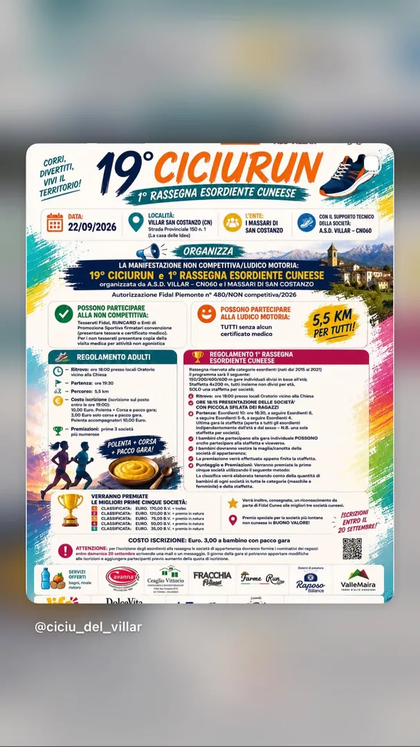 Locandina 19° Ciciurun - A.S.D. Villar CN060 e I Massari di San Costanzo