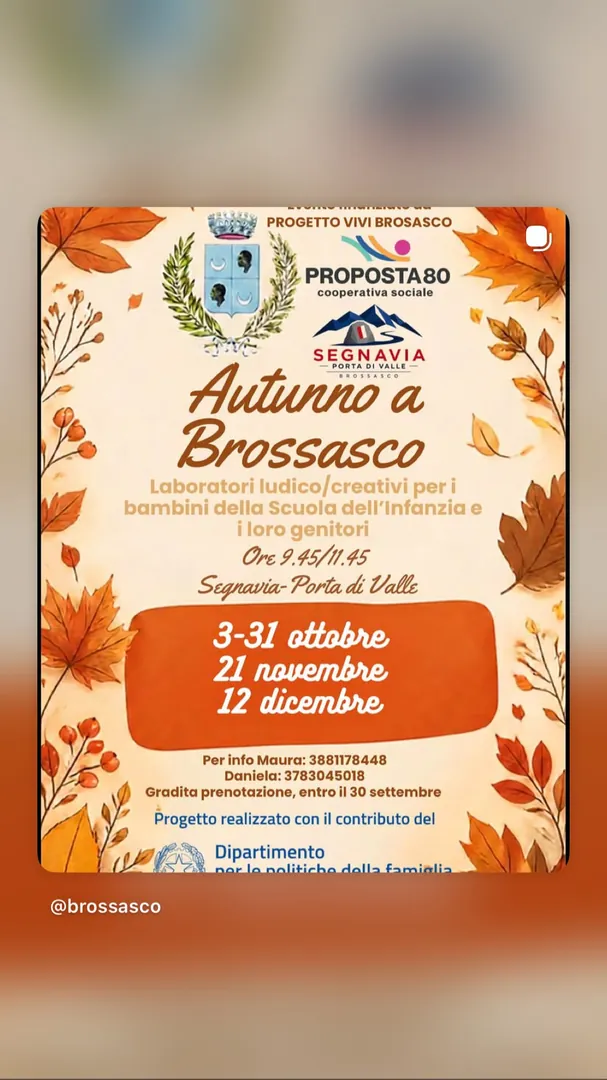 Locandina Autunno a Brossasco - Laboratori ludico/creativi