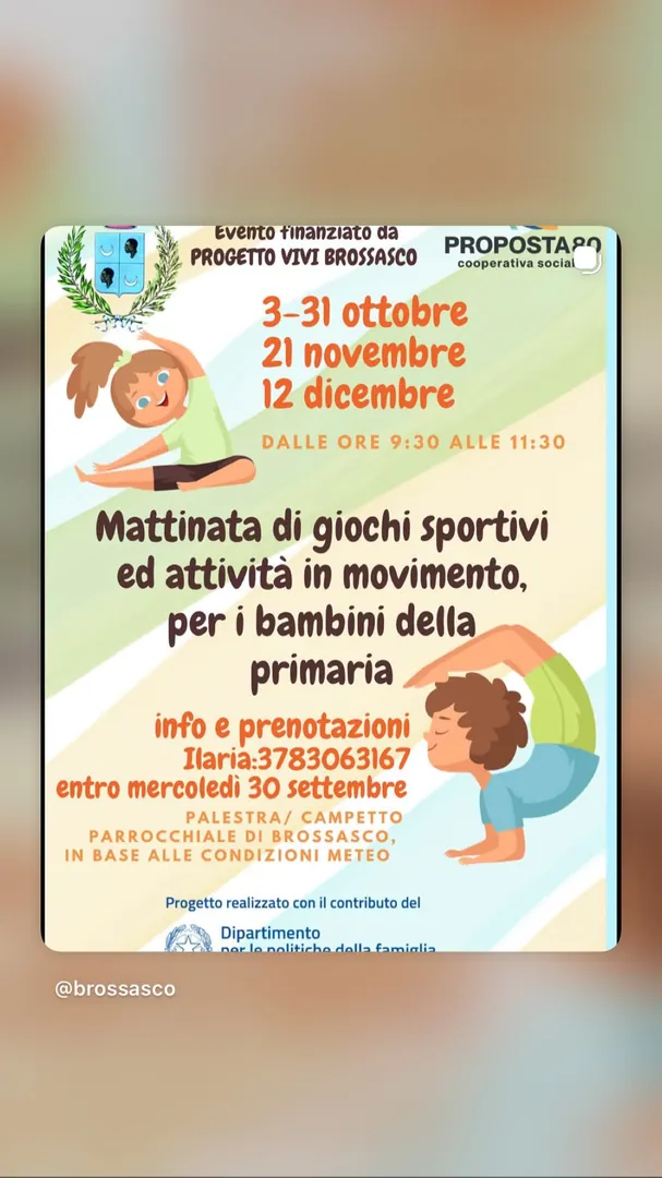 Locandina Mattinata di giochi sportivi ed attività in movimento - Proposta80 Cooperativa Sociale