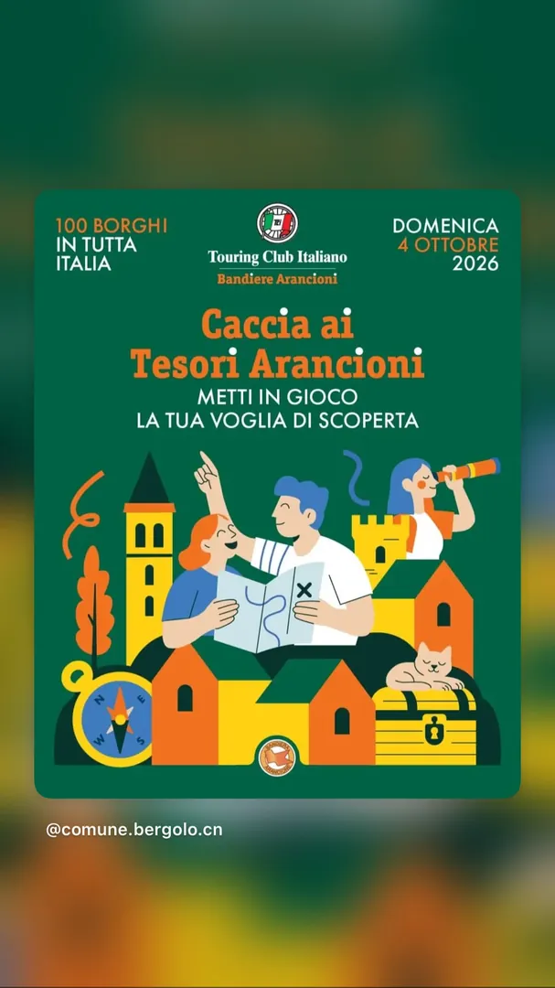 Locandina Caccia ai Tesori Arancioni - Touring Club Italiano Bandiere Arancioni