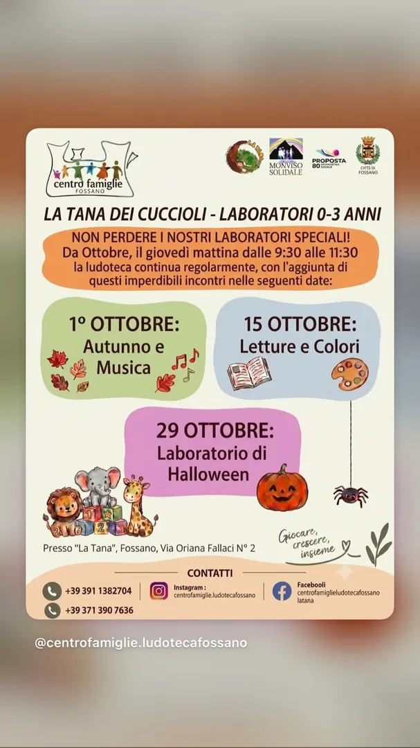 Locandina Letture e Colori - Centro Famiglie Fossano