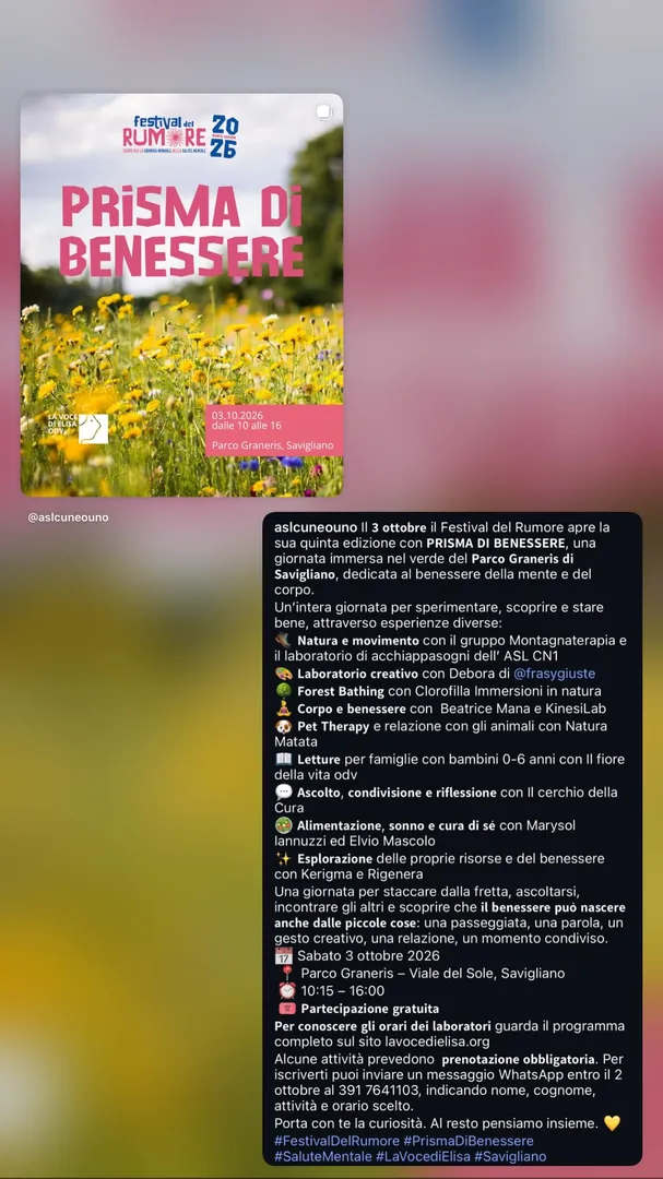 Locandina Prisma di Benessere - La Voce di Elisa ODV