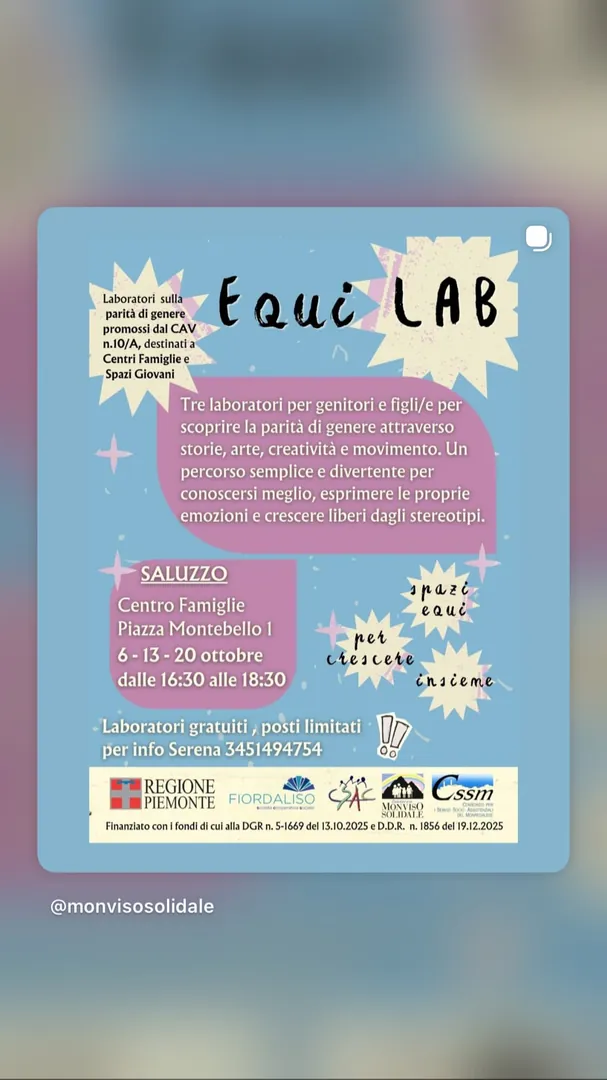 Locandina Equi LAB - Centro Famiglie Saluzzo