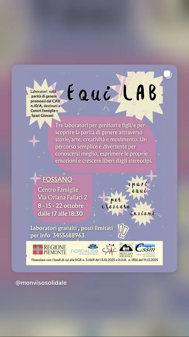 Locandina Equi LAB - Laboratorio sulla parità di genere