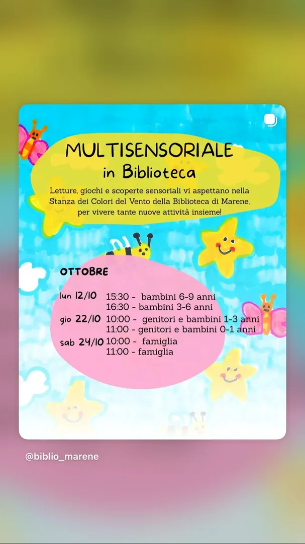 Locandina Multisensoriale in Biblioteca - bambini 6-9 anni