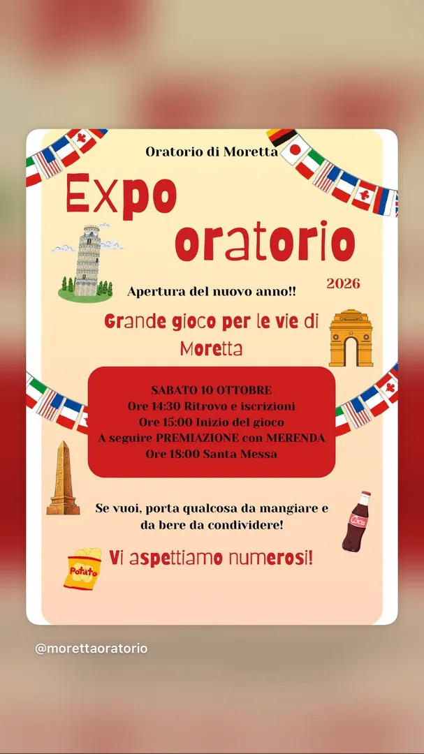 Locandina Expo Oratorio - Grande gioco per le vie di Moretta